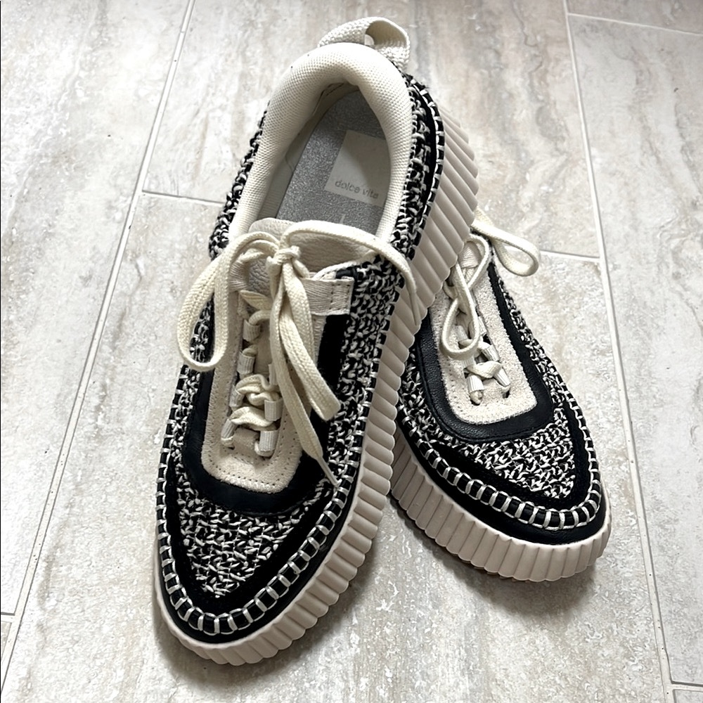 Dolce Vita Black and Cream Sneakers